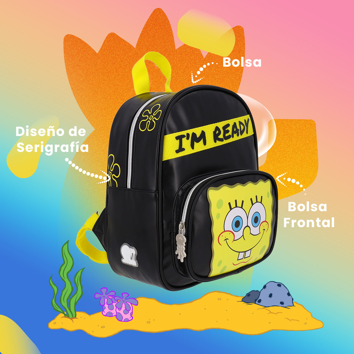 Mini Mochila Bob Esponja "Im Ready" Edicion Limitada