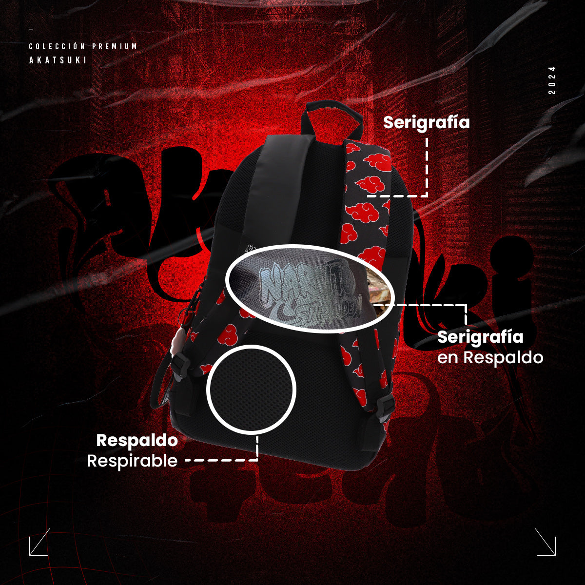 Mochila Akasuki Nubes rojas