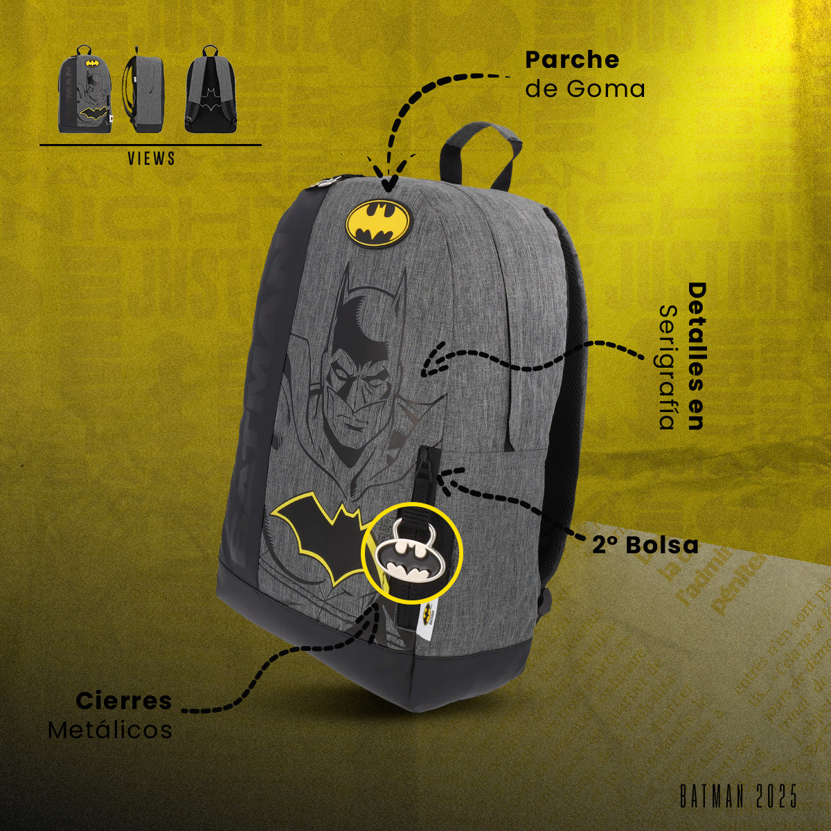 Mochila Batman Casual Grey 003