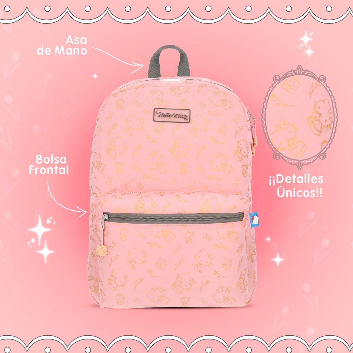 Mochila Hello Kitty Golden Pink 006