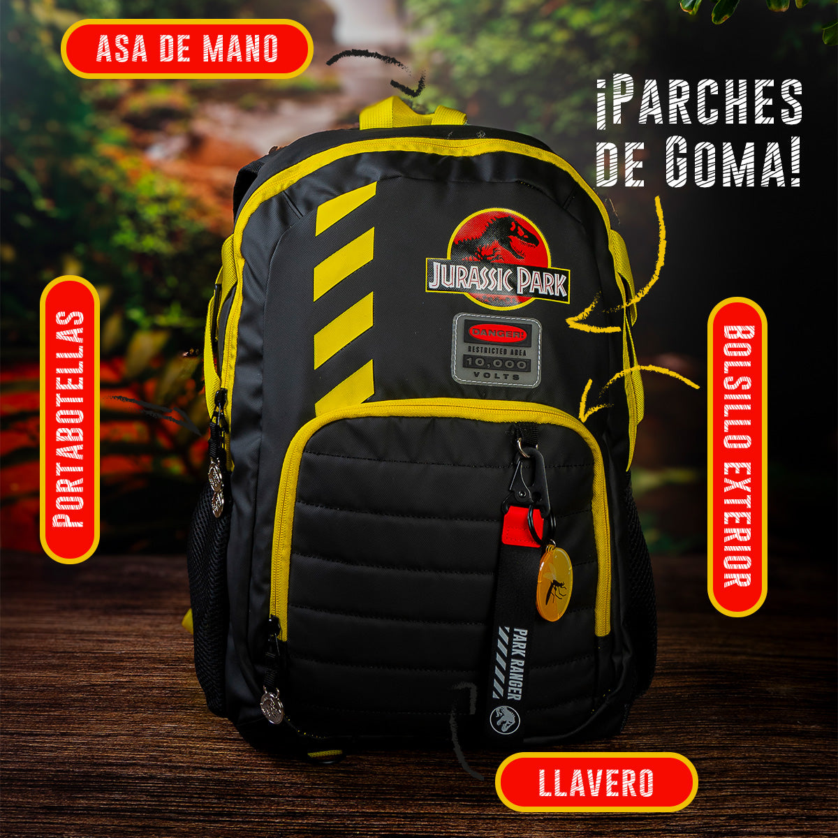 Mochila Jurassic Park Warning Yellow