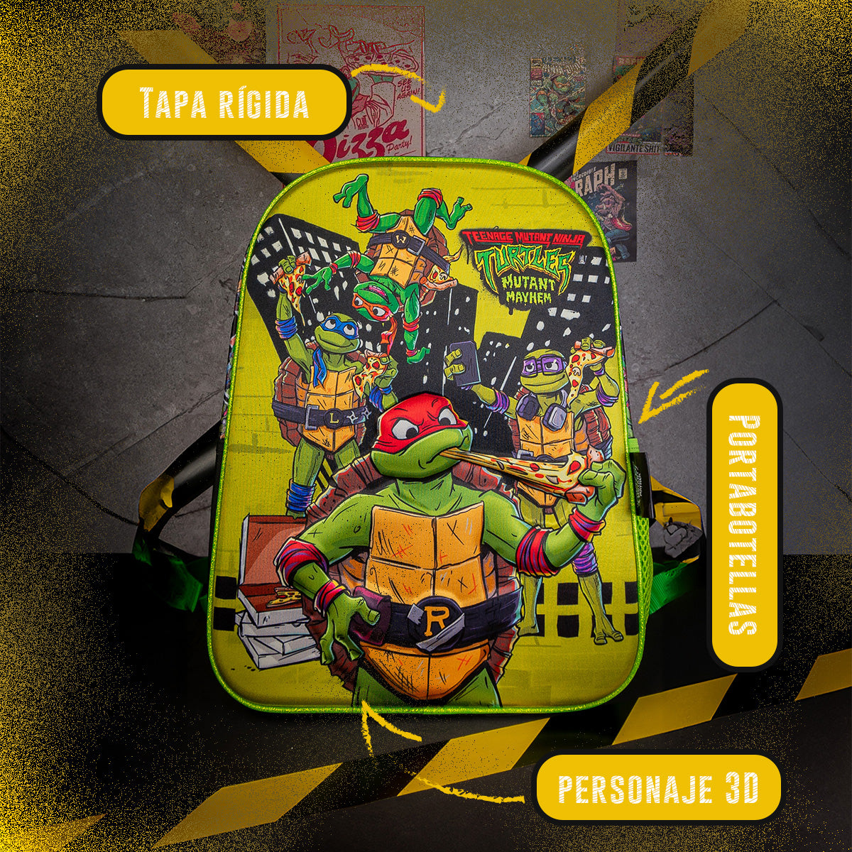 SET Mochila, lonchera y lapicera Tortugas Ninja 009